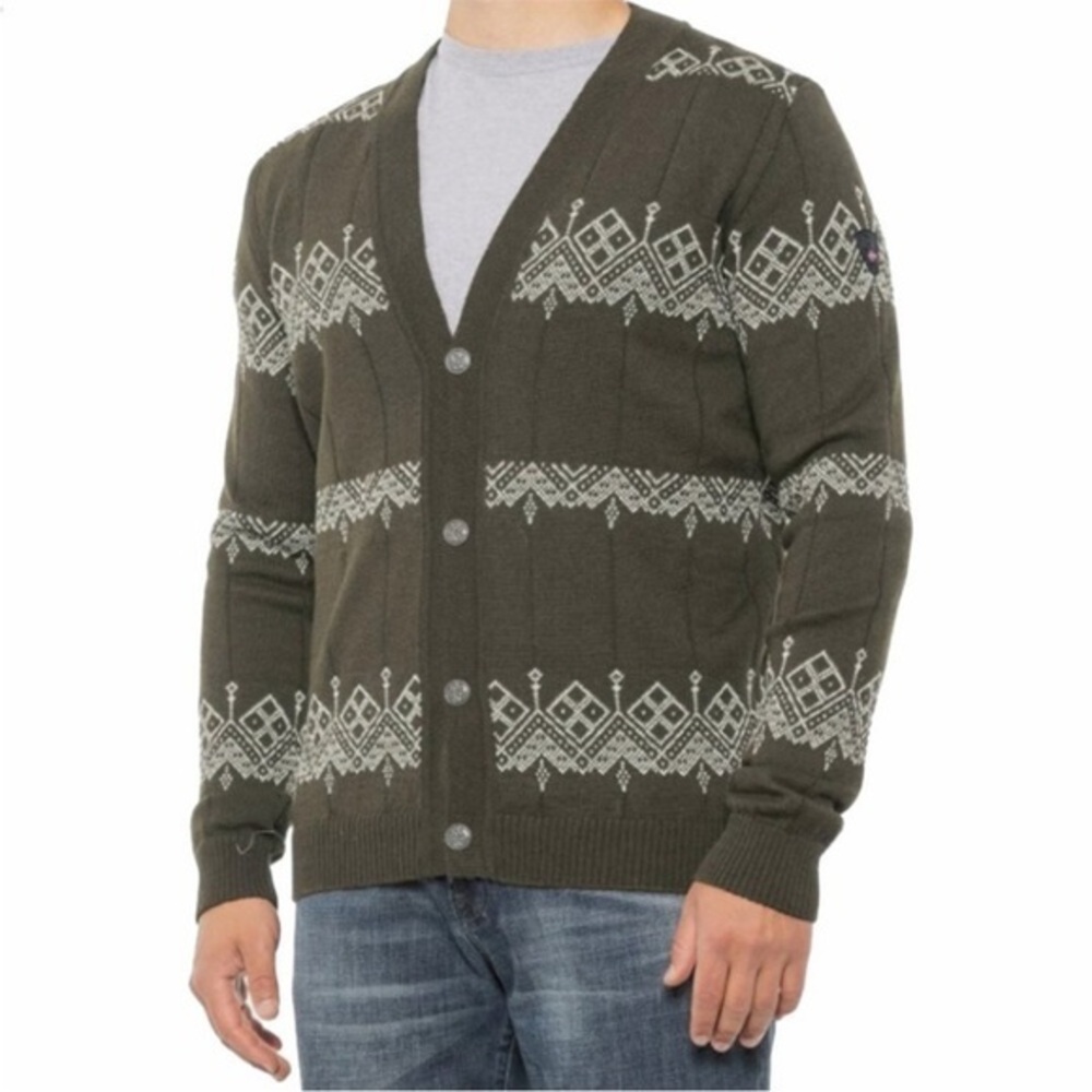 NWT Dale of Norway Men’s Cardigan Skansen Wool in Olive Green